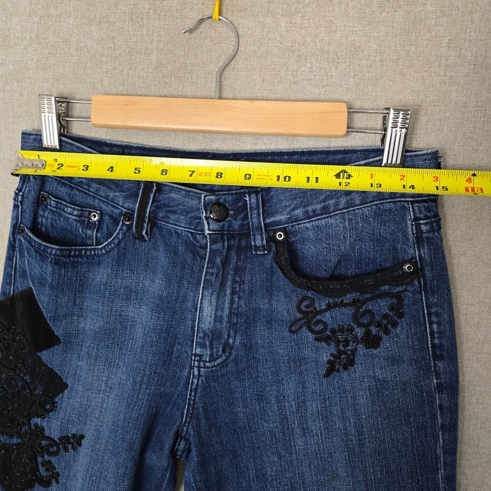 Lauren Ralph Lauren Women's Beaded Velvet Patch Jeans Straight 4 - Picture 14 of 15